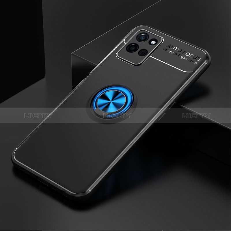 Coque Ultra Fine Silicone Souple Housse Etui avec Support Bague Anneau Aimante Magnetique SD1 pour Realme V11 5G Bleu et Noir Plus