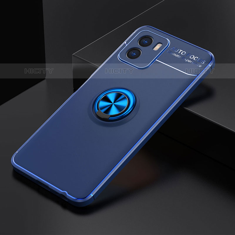 Coque Ultra Fine Silicone Souple Housse Etui avec Support Bague Anneau Aimante Magnetique SD1 pour Vivo iQOO U5x Bleu Plus