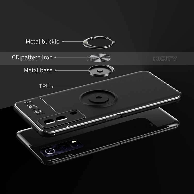 Coque Ultra Fine Silicone Souple Housse Etui avec Support Bague Anneau Aimante Magnetique SD1 pour Vivo iQOO Z5x 5G Plus