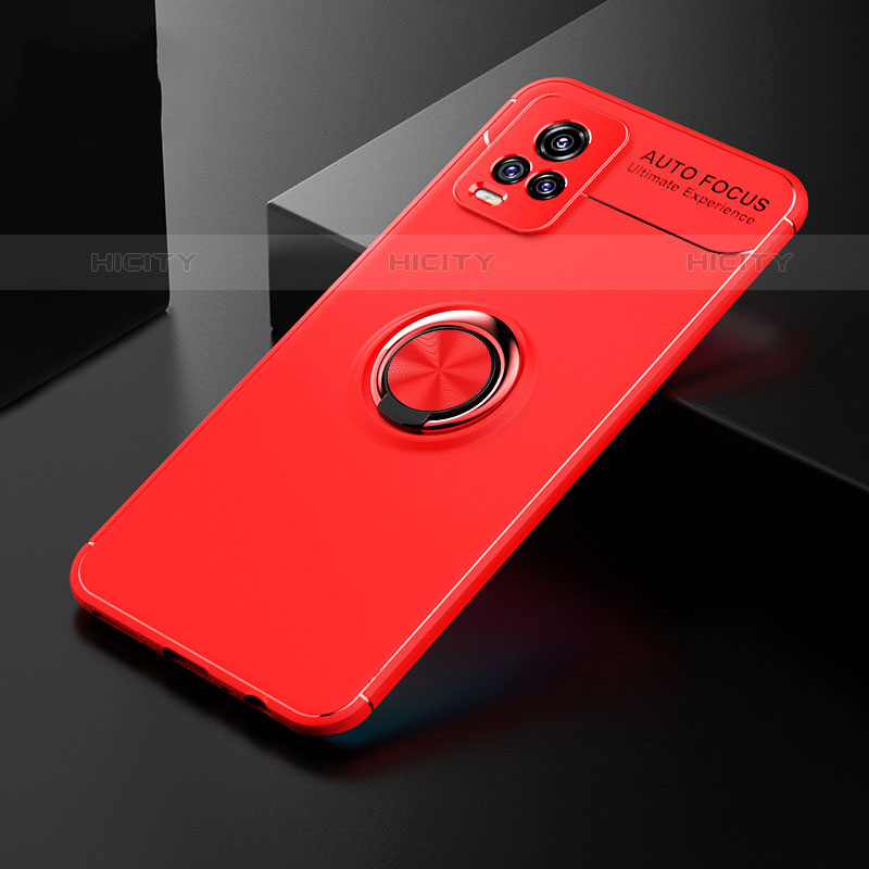 Coque Ultra Fine Silicone Souple Housse Etui avec Support Bague Anneau Aimante Magnetique SD1 pour Vivo V20 (2021) Rouge Plus