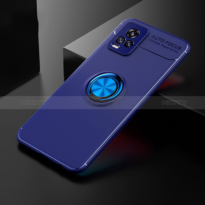 Coque Ultra Fine Silicone Souple Housse Etui avec Support Bague Anneau Aimante Magnetique SD1 pour Vivo V20 Bleu Plus