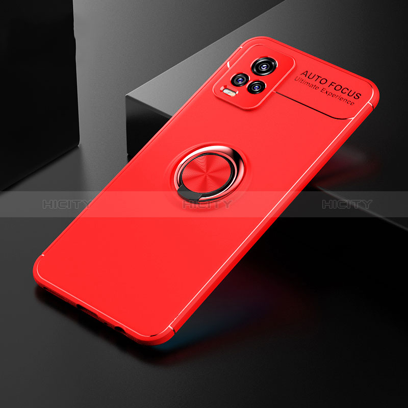 Coque Ultra Fine Silicone Souple Housse Etui avec Support Bague Anneau Aimante Magnetique SD1 pour Vivo V20 Rouge Plus