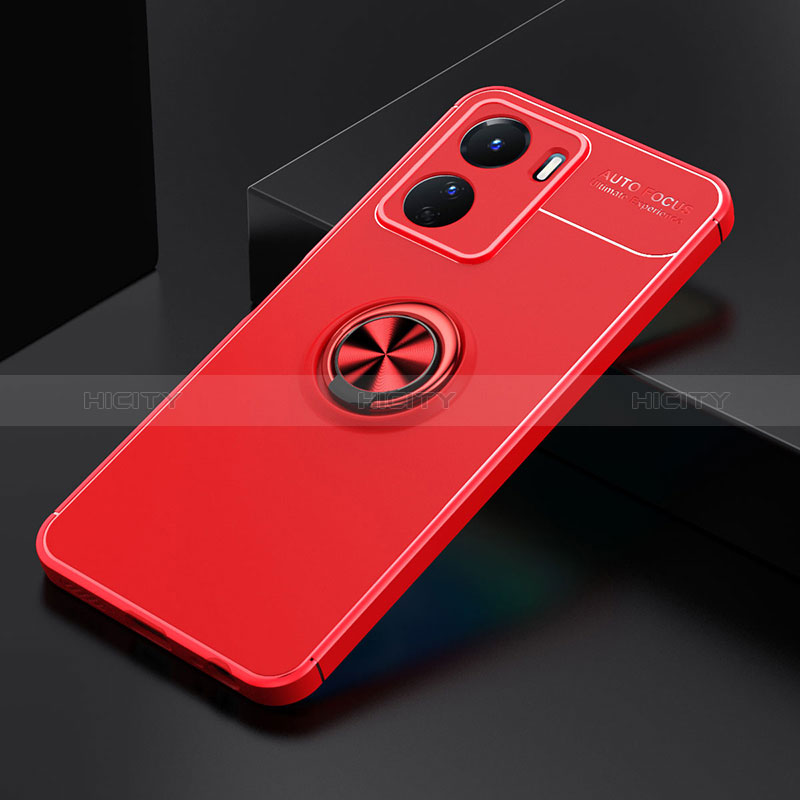 Coque Ultra Fine Silicone Souple Housse Etui avec Support Bague Anneau Aimante Magnetique SD1 pour Vivo Y16 Rouge Plus