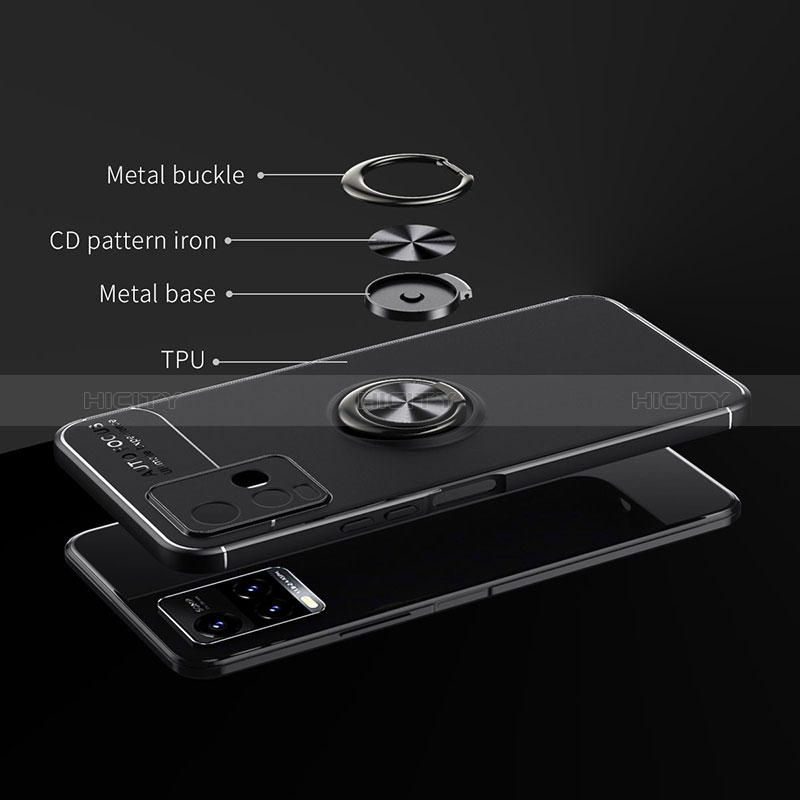 Coque Ultra Fine Silicone Souple Housse Etui avec Support Bague Anneau Aimante Magnetique SD1 pour Vivo Y21s Plus