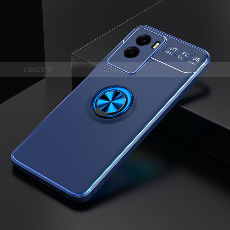 Coque Ultra Fine Silicone Souple Housse Etui avec Support Bague Anneau Aimante Magnetique SD1 pour Vivo Y72t Bleu Plus