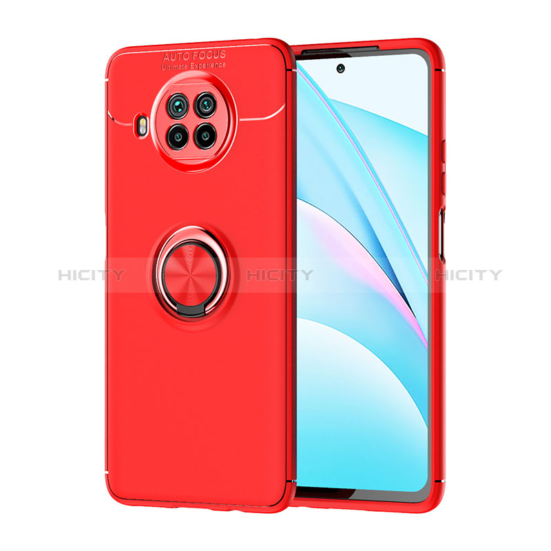 Coque Ultra Fine Silicone Souple Housse Etui avec Support Bague Anneau Aimante Magnetique SD1 pour Xiaomi Mi 10i 5G Rouge Plus