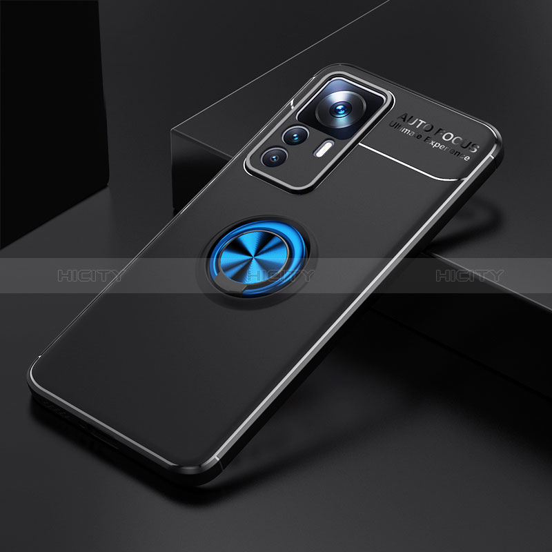 Coque Ultra Fine Silicone Souple Housse Etui avec Support Bague Anneau Aimante Magnetique SD1 pour Xiaomi Mi 12T 5G Bleu et Noir Plus