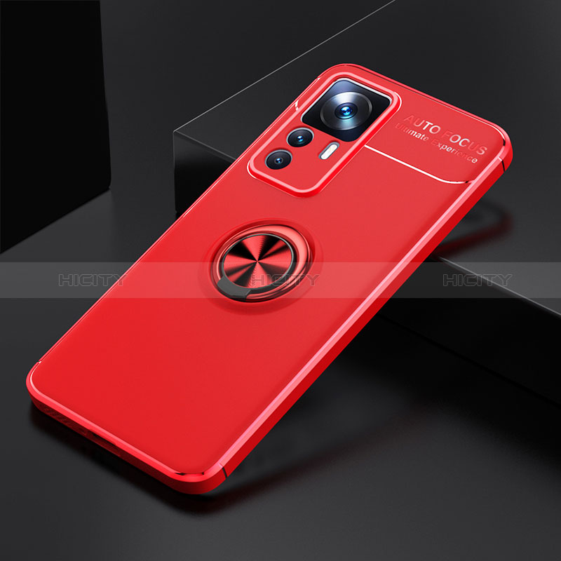 Coque Ultra Fine Silicone Souple Housse Etui avec Support Bague Anneau Aimante Magnetique SD1 pour Xiaomi Mi 12T 5G Rouge Plus