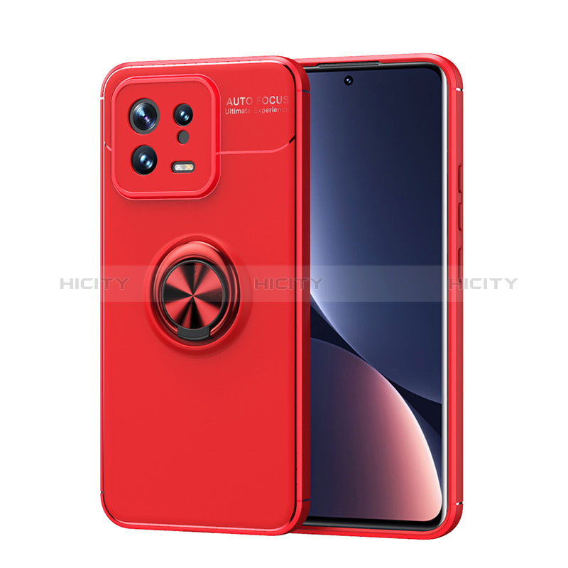 Coque Ultra Fine Silicone Souple Housse Etui avec Support Bague Anneau Aimante Magnetique SD1 pour Xiaomi Mi 13 5G Rouge Plus