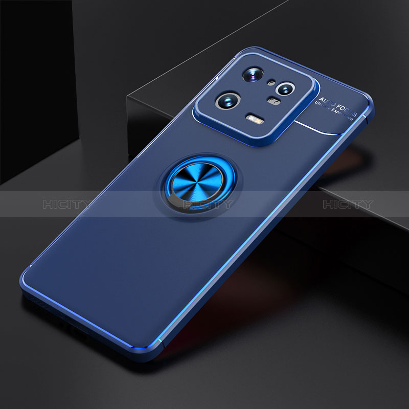 Coque Ultra Fine Silicone Souple Housse Etui avec Support Bague Anneau Aimante Magnetique SD1 pour Xiaomi Mi 13 Pro 5G Bleu Plus