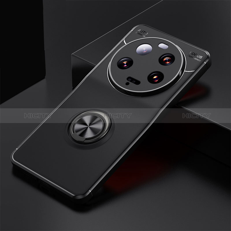 Coque Ultra Fine Silicone Souple Housse Etui avec Support Bague Anneau Aimante Magnetique SD1 pour Xiaomi Mi 13 Ultra 5G Noir Plus