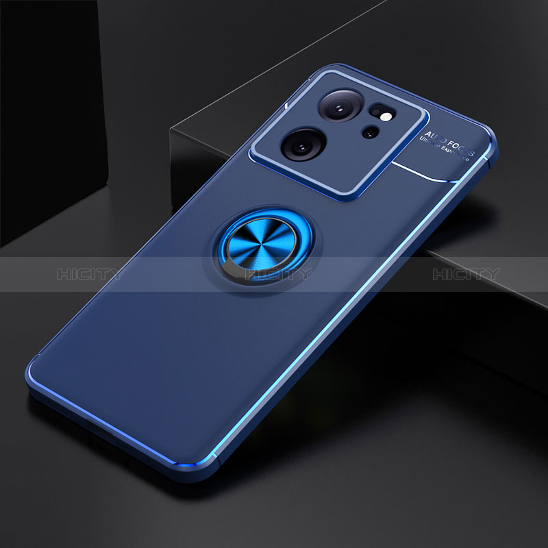 Coque Ultra Fine Silicone Souple Housse Etui avec Support Bague Anneau Aimante Magnetique SD1 pour Xiaomi Mi 13T Pro 5G Bleu Plus