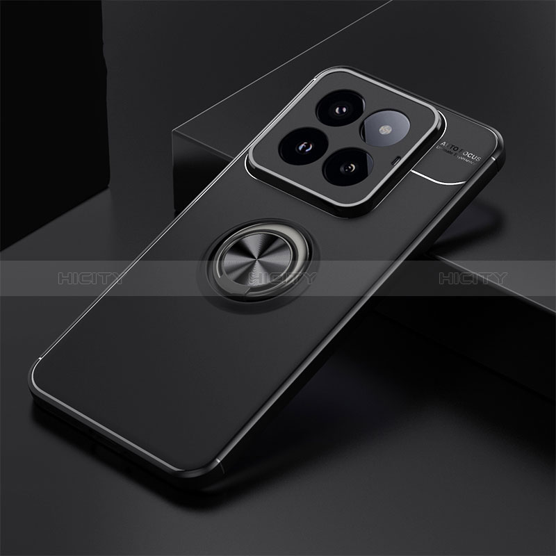 Coque Ultra Fine Silicone Souple Housse Etui avec Support Bague Anneau Aimante Magnetique SD1 pour Xiaomi Mi 14 5G Noir Plus