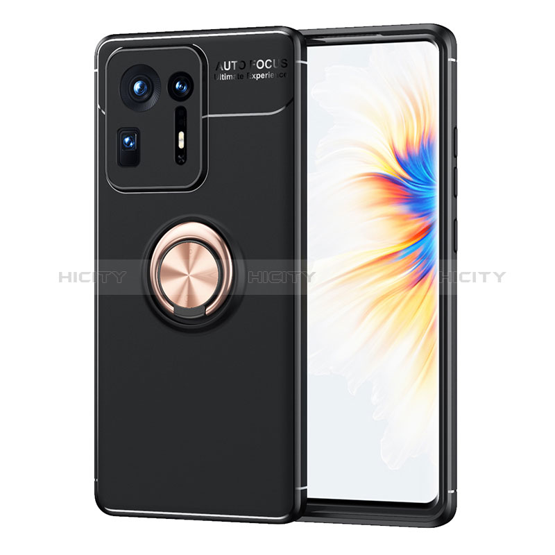 Coque Ultra Fine Silicone Souple Housse Etui avec Support Bague Anneau Aimante Magnetique SD1 pour Xiaomi Mi Mix 4 5G Or et Noir Plus