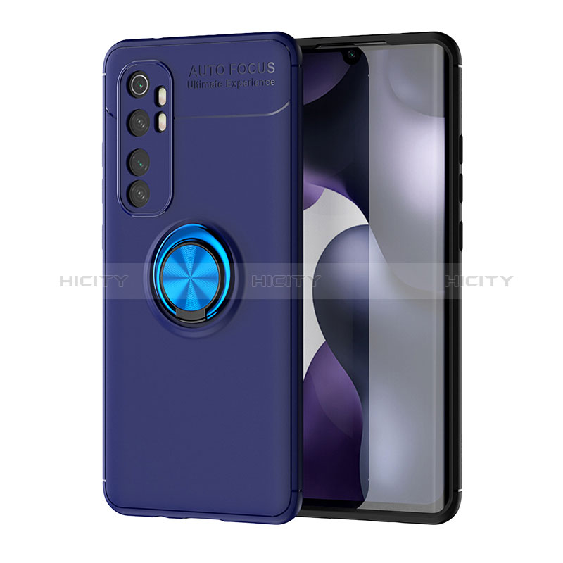 Coque Ultra Fine Silicone Souple Housse Etui avec Support Bague Anneau Aimante Magnetique SD1 pour Xiaomi Mi Note 10 Lite Bleu Plus