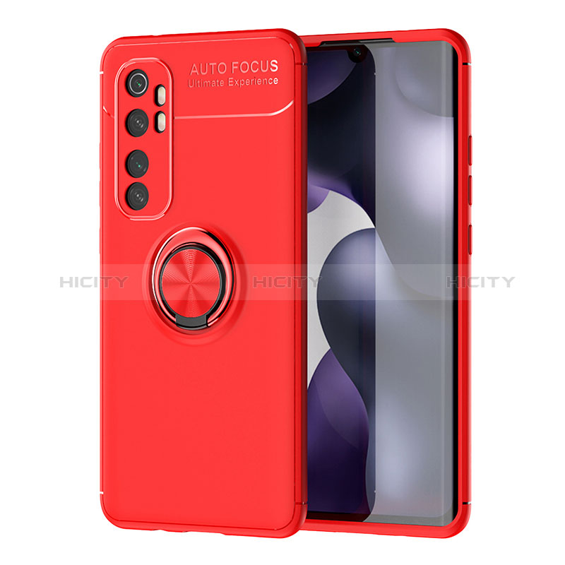 Coque Ultra Fine Silicone Souple Housse Etui avec Support Bague Anneau Aimante Magnetique SD1 pour Xiaomi Mi Note 10 Lite Rouge Plus