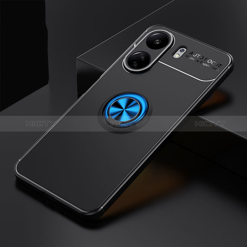 Coque Ultra Fine Silicone Souple Housse Etui avec Support Bague Anneau Aimante Magnetique SD1 pour Xiaomi Poco C65 Bleu et Noir Plus