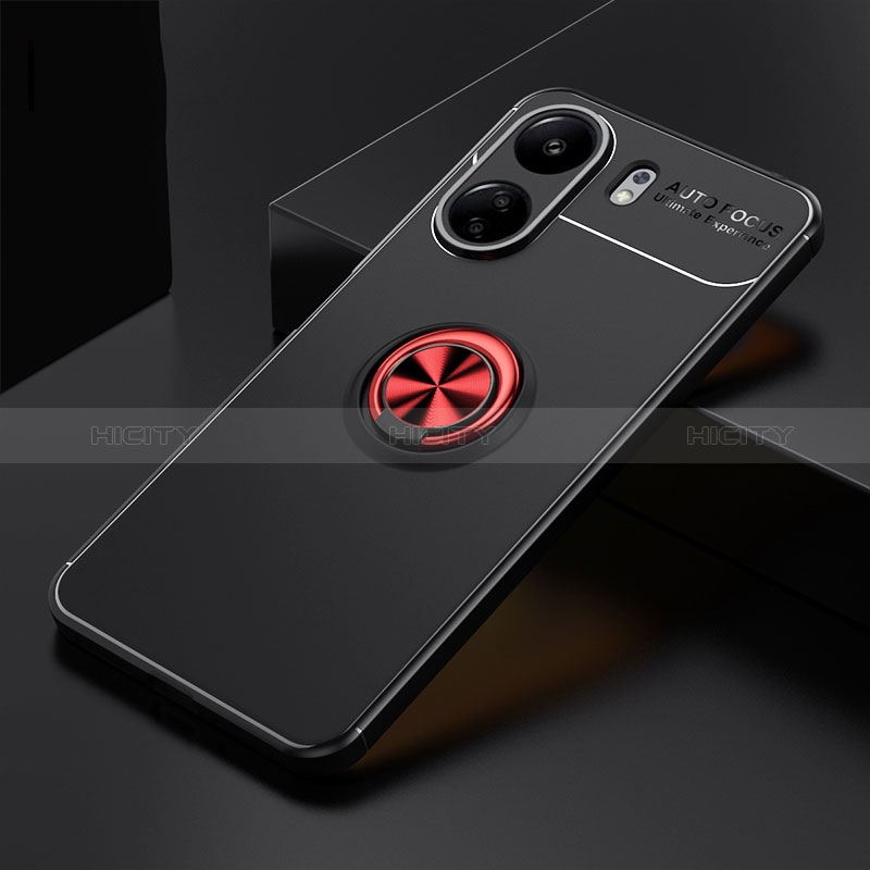 Coque Ultra Fine Silicone Souple Housse Etui avec Support Bague Anneau Aimante Magnetique SD1 pour Xiaomi Poco C65 Rouge et Noir Plus