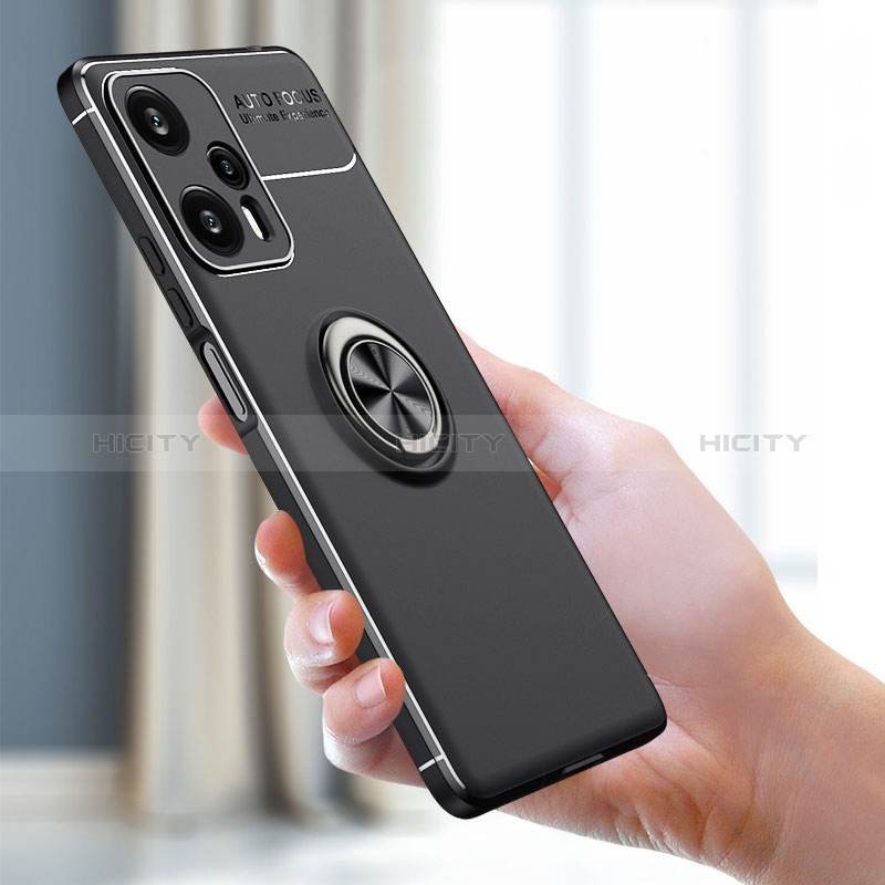 Coque Ultra Fine Silicone Souple Housse Etui avec Support Bague Anneau Aimante Magnetique SD1 pour Xiaomi Poco F5 5G Plus