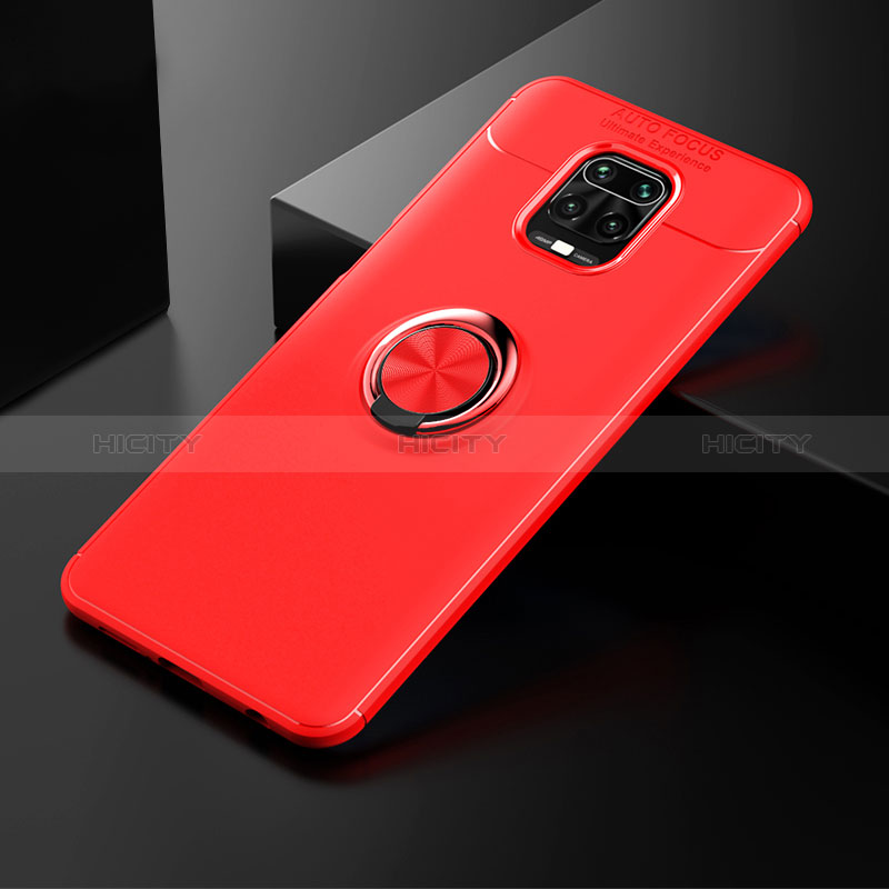 Coque Ultra Fine Silicone Souple Housse Etui avec Support Bague Anneau Aimante Magnetique SD1 pour Xiaomi Poco M2 Pro Rouge Plus