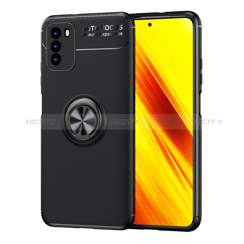 Coque Ultra Fine Silicone Souple Housse Etui avec Support Bague Anneau Aimante Magnetique SD1 pour Xiaomi Poco M3 Plus