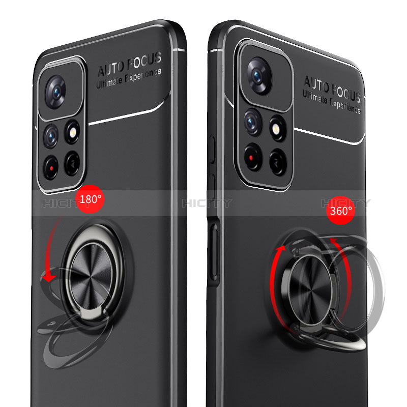 Coque Ultra Fine Silicone Souple Housse Etui avec Support Bague Anneau Aimante Magnetique SD1 pour Xiaomi Poco M4 Pro 5G Plus