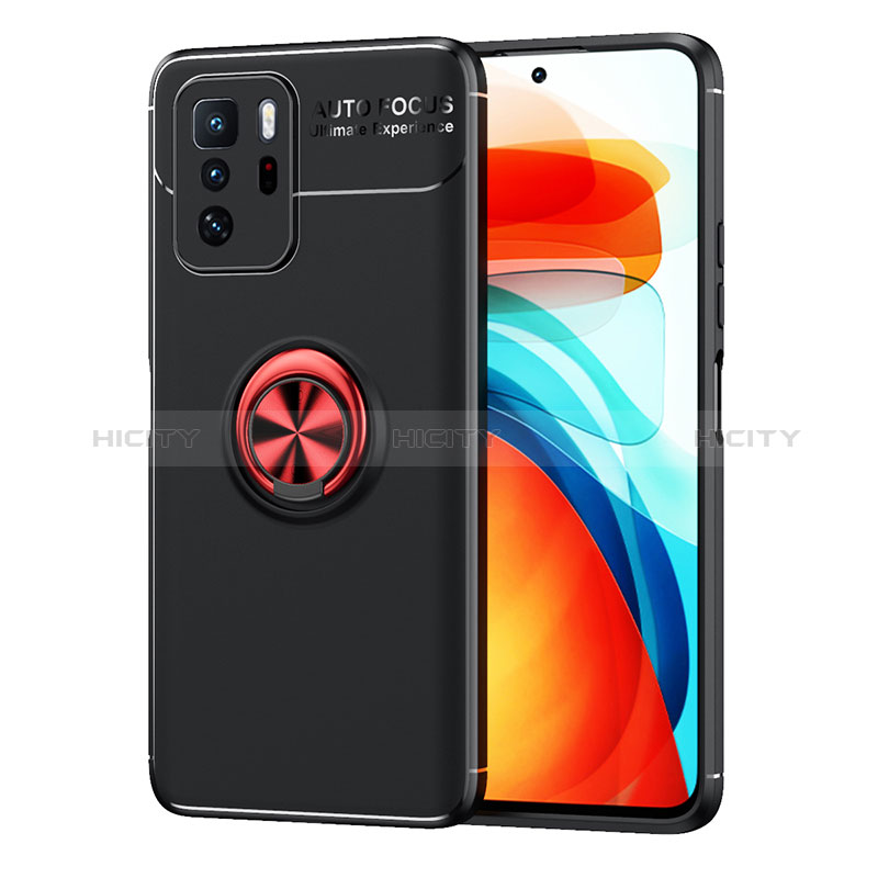 Coque Ultra Fine Silicone Souple Housse Etui avec Support Bague Anneau Aimante Magnetique SD1 pour Xiaomi Poco X3 GT 5G Rouge et Noir Plus