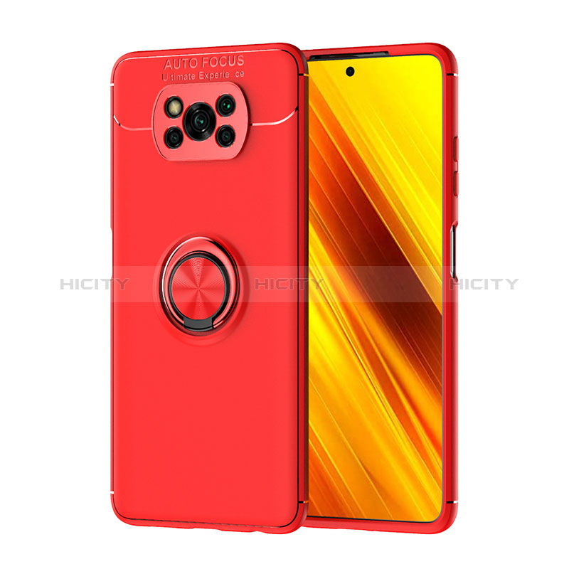 Coque Ultra Fine Silicone Souple Housse Etui avec Support Bague Anneau Aimante Magnetique SD1 pour Xiaomi Poco X3 Rouge Plus