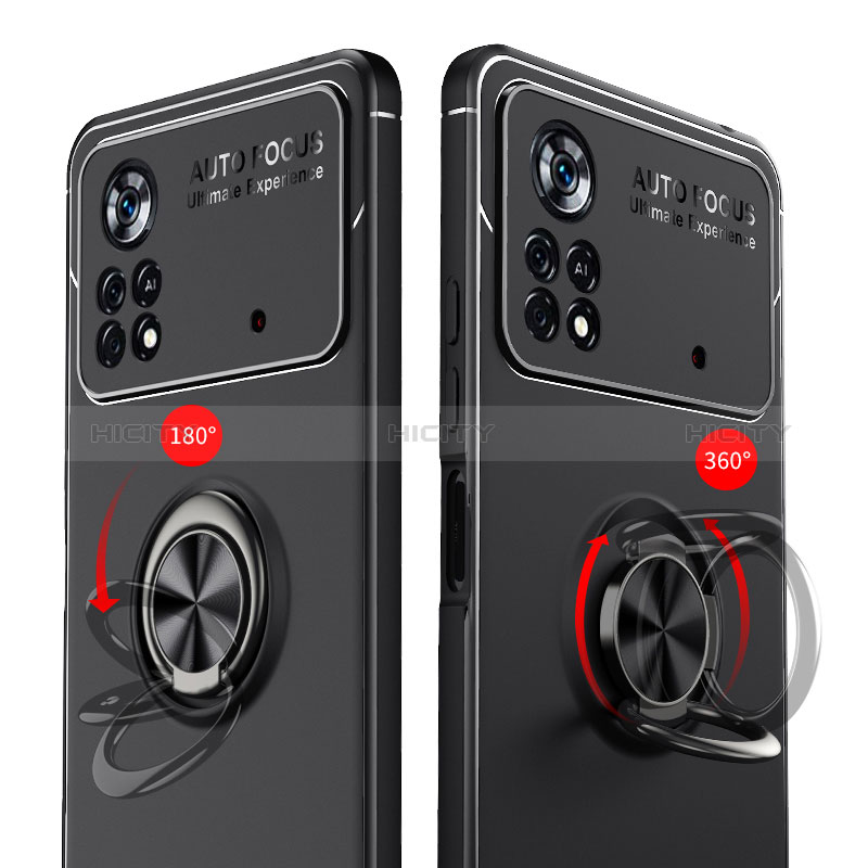 Coque Ultra Fine Silicone Souple Housse Etui avec Support Bague Anneau Aimante Magnetique SD1 pour Xiaomi Poco X4 Pro 5G Plus