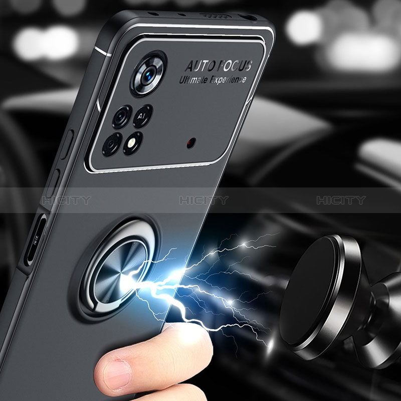 Coque Ultra Fine Silicone Souple Housse Etui avec Support Bague Anneau Aimante Magnetique SD1 pour Xiaomi Poco X4 Pro 5G Plus