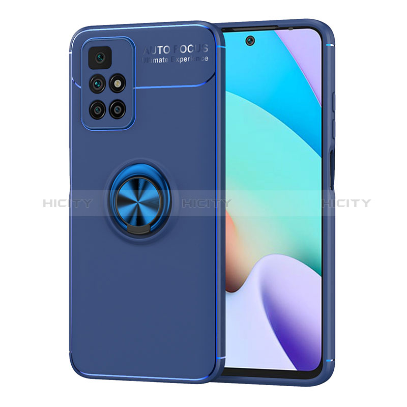 Coque Ultra Fine Silicone Souple Housse Etui avec Support Bague Anneau Aimante Magnetique SD1 pour Xiaomi Redmi 10 (2022) Bleu Plus