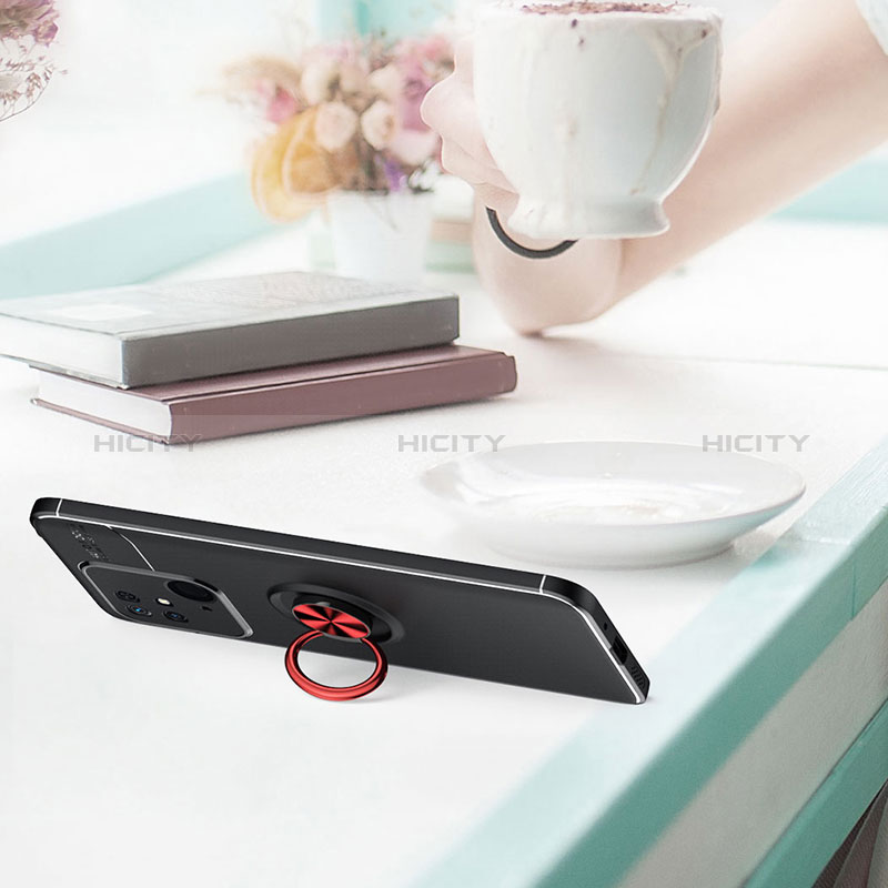 Coque Ultra Fine Silicone Souple Housse Etui avec Support Bague Anneau Aimante Magnetique SD1 pour Xiaomi Redmi 10 India Plus