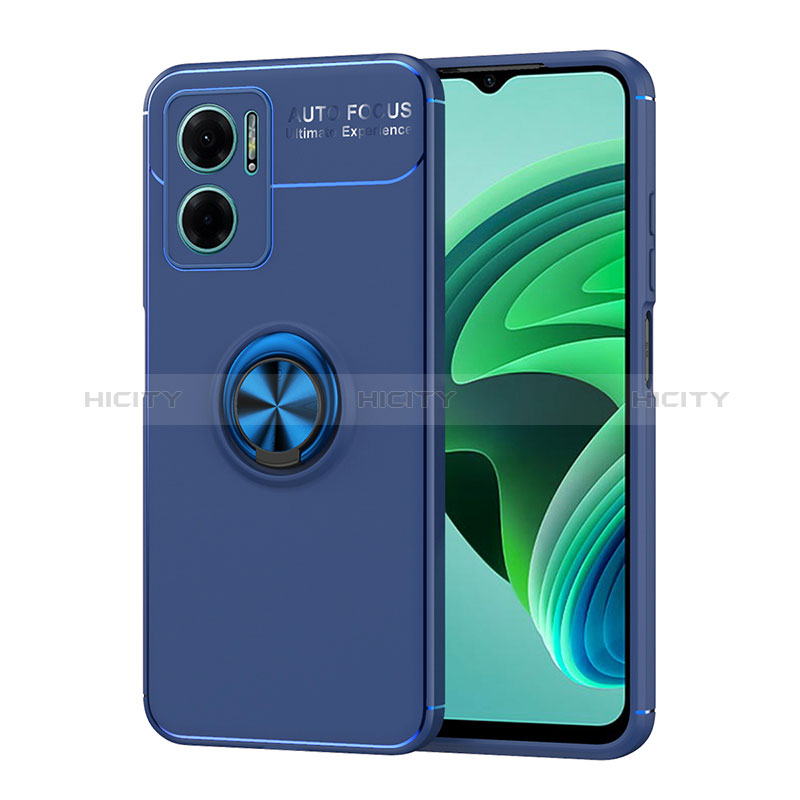 Coque Ultra Fine Silicone Souple Housse Etui avec Support Bague Anneau Aimante Magnetique SD1 pour Xiaomi Redmi 10 Prime Plus 5G Bleu Plus