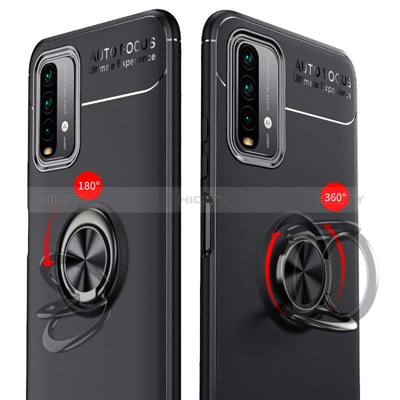 Coque Ultra Fine Silicone Souple Housse Etui avec Support Bague Anneau Aimante Magnetique SD1 pour Xiaomi Redmi 9 Power Plus