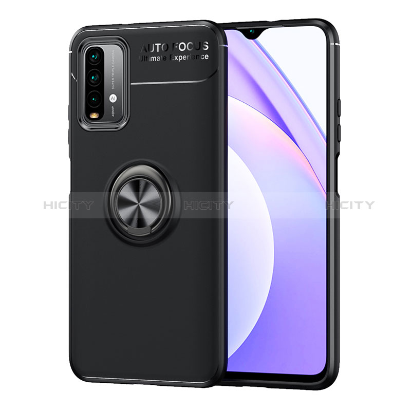 Coque Ultra Fine Silicone Souple Housse Etui avec Support Bague Anneau Aimante Magnetique SD1 pour Xiaomi Redmi 9T 4G Noir Plus