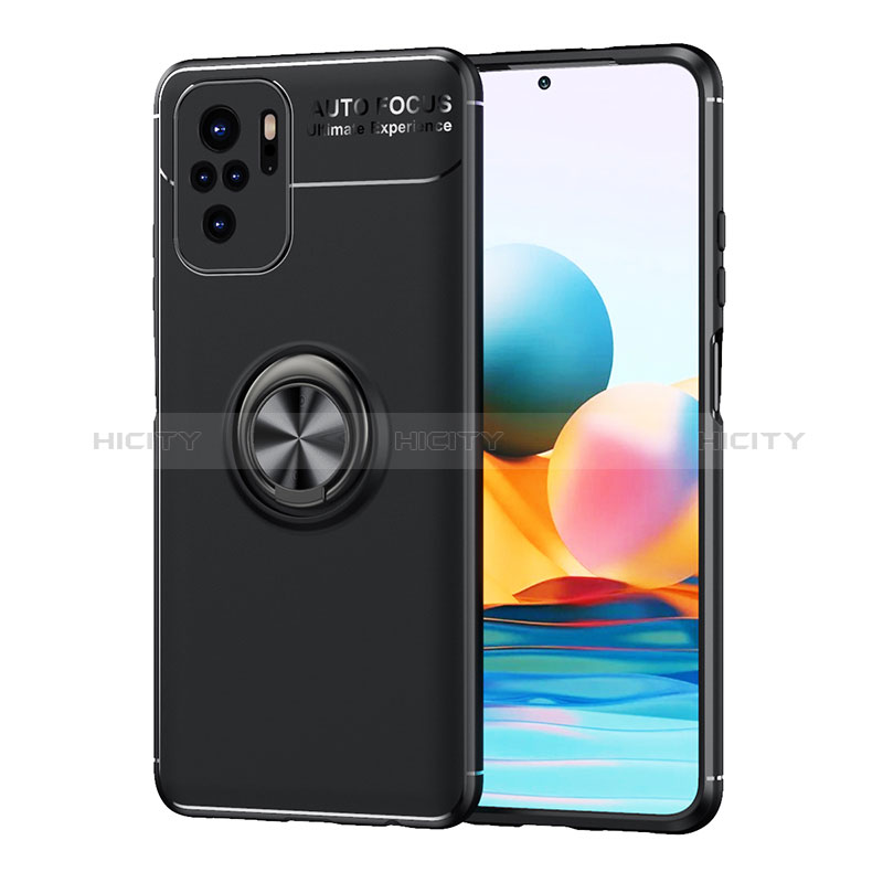 Coque Ultra Fine Silicone Souple Housse Etui avec Support Bague Anneau Aimante Magnetique SD1 pour Xiaomi Redmi Note 10 4G Noir Plus