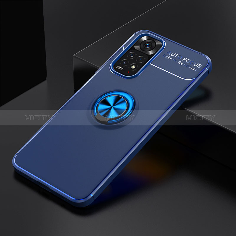 Coque Ultra Fine Silicone Souple Housse Etui avec Support Bague Anneau Aimante Magnetique SD1 pour Xiaomi Redmi Note 11 4G (2022) Bleu Plus