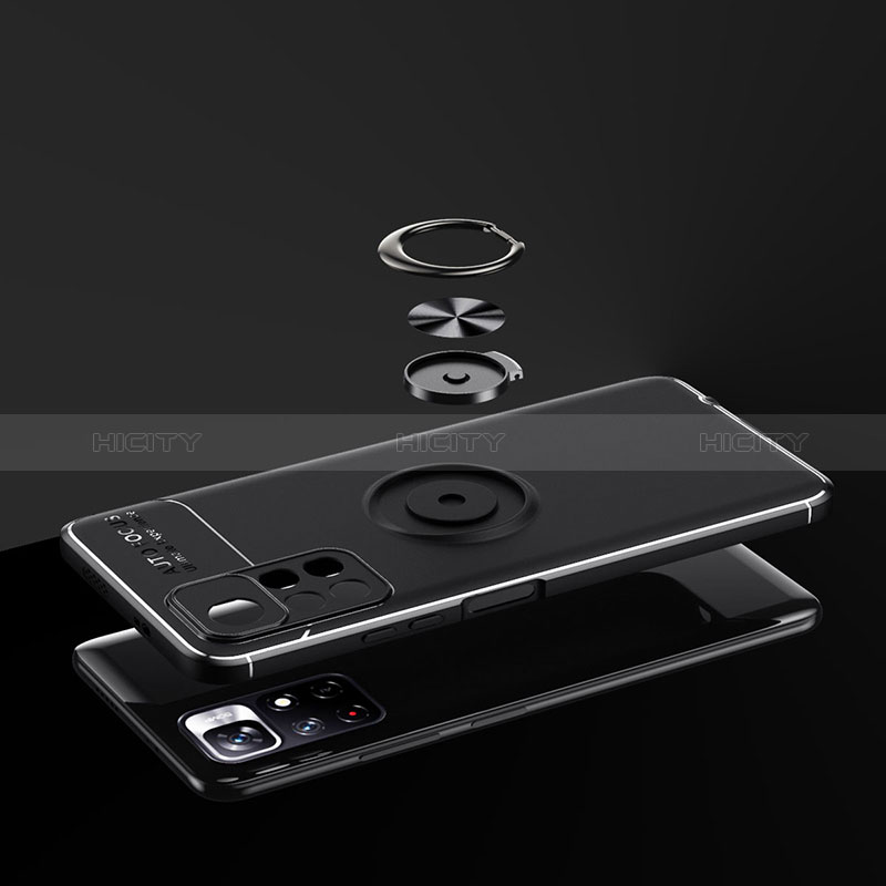 Coque Ultra Fine Silicone Souple Housse Etui avec Support Bague Anneau Aimante Magnetique SD1 pour Xiaomi Redmi Note 11 5G Plus