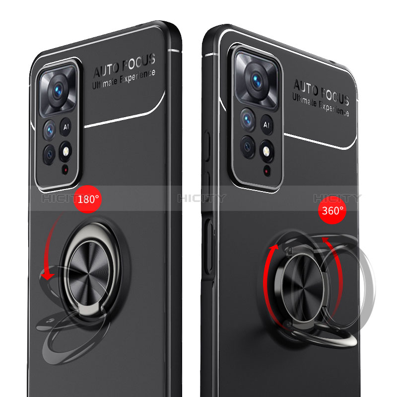 Coque Ultra Fine Silicone Souple Housse Etui avec Support Bague Anneau Aimante Magnetique SD1 pour Xiaomi Redmi Note 11 Pro 5G Plus