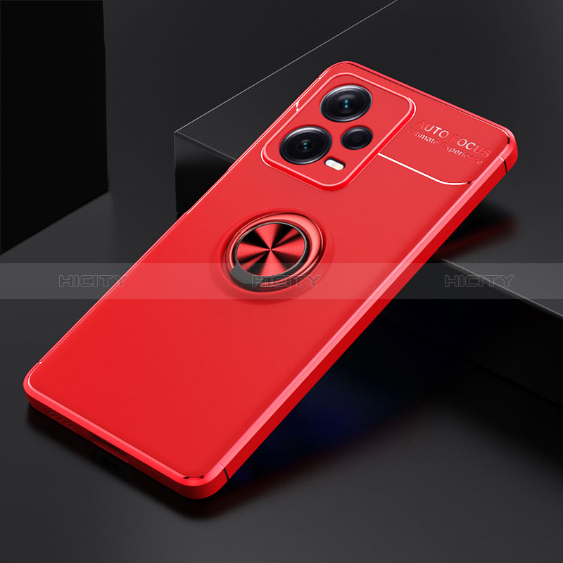 Coque Ultra Fine Silicone Souple Housse Etui avec Support Bague Anneau Aimante Magnetique SD1 pour Xiaomi Redmi Note 12 Explorer Rouge Plus