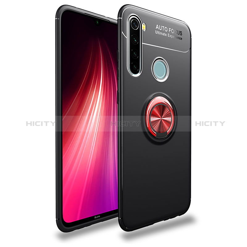 Coque Ultra Fine Silicone Souple Housse Etui avec Support Bague Anneau Aimante Magnetique SD1 pour Xiaomi Redmi Note 8 (2021) Rouge et Noir Plus