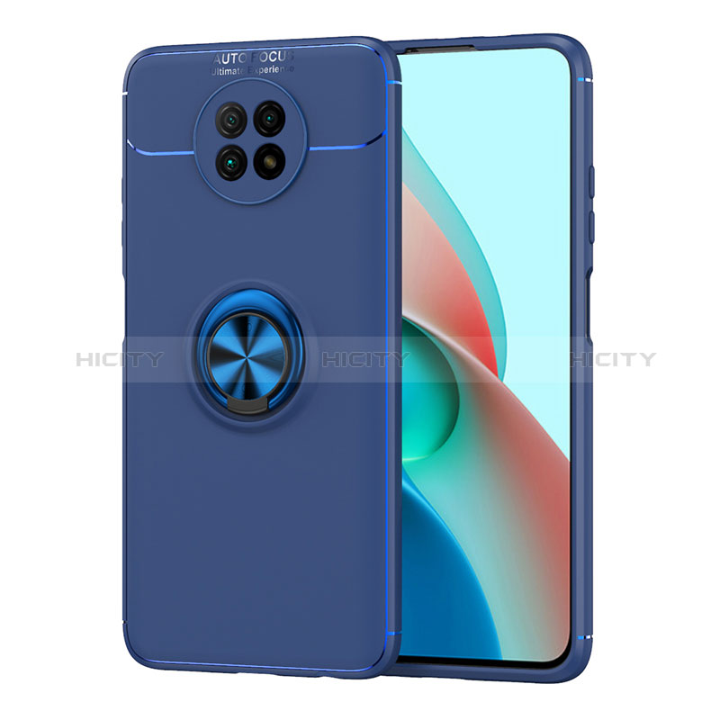 Coque Ultra Fine Silicone Souple Housse Etui avec Support Bague Anneau Aimante Magnetique SD1 pour Xiaomi Redmi Note 9 5G Bleu Plus