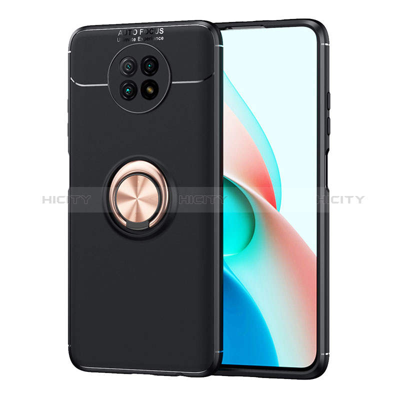 Coque Ultra Fine Silicone Souple Housse Etui avec Support Bague Anneau Aimante Magnetique SD1 pour Xiaomi Redmi Note 9 5G Or et Noir Plus