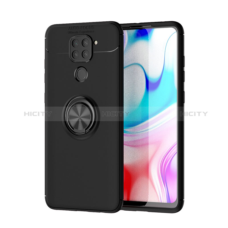 Coque Ultra Fine Silicone Souple Housse Etui avec Support Bague Anneau Aimante Magnetique SD1 pour Xiaomi Redmi Note 9 Noir Plus