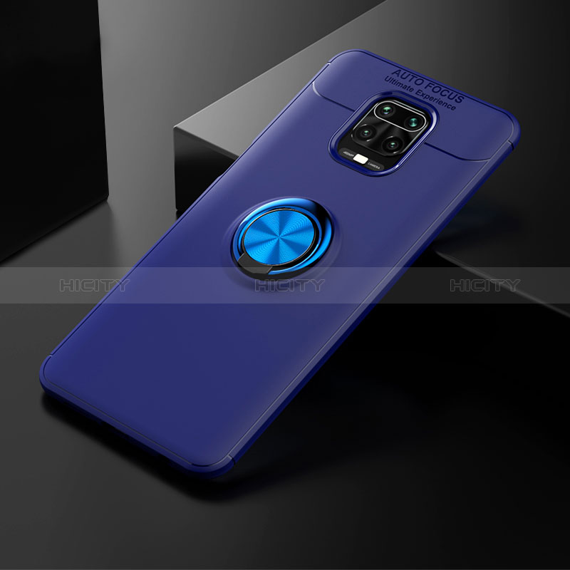 Coque Ultra Fine Silicone Souple Housse Etui avec Support Bague Anneau Aimante Magnetique SD1 pour Xiaomi Redmi Note 9 Pro Bleu Plus