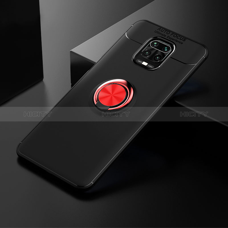 Coque Ultra Fine Silicone Souple Housse Etui avec Support Bague Anneau Aimante Magnetique SD1 pour Xiaomi Redmi Note 9 Pro Max Rouge et Noir Plus