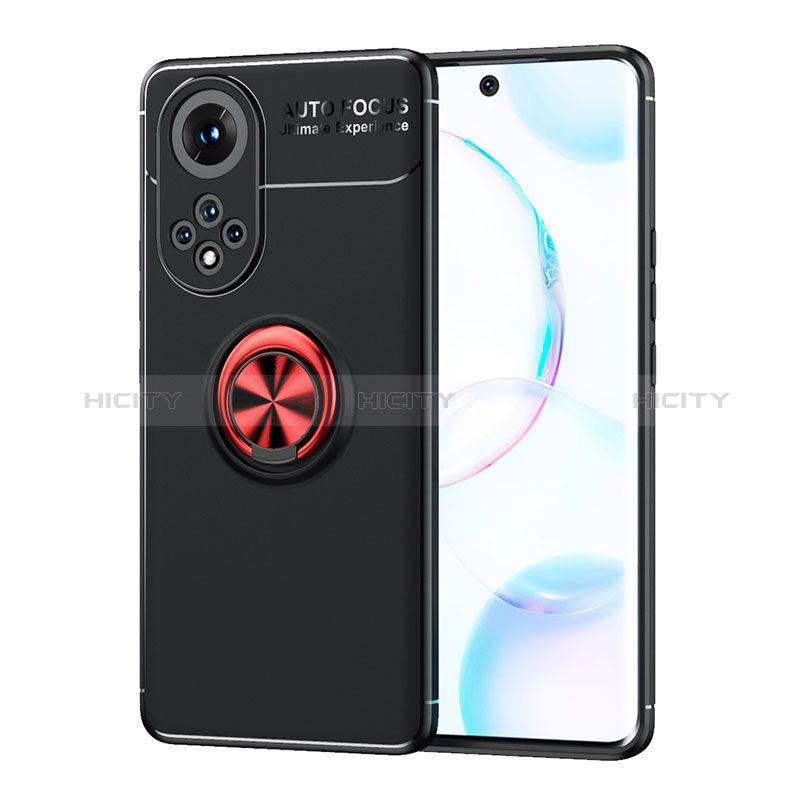 Coque Ultra Fine Silicone Souple Housse Etui avec Support Bague Anneau Aimante Magnetique SD2 pour Huawei Nova 9 Rouge et Noir Plus