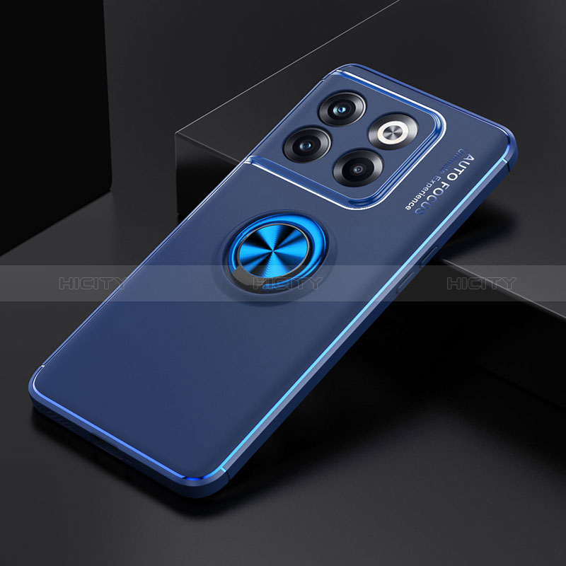 Coque Ultra Fine Silicone Souple Housse Etui avec Support Bague Anneau Aimante Magnetique SD2 pour OnePlus 10T 5G Bleu Plus