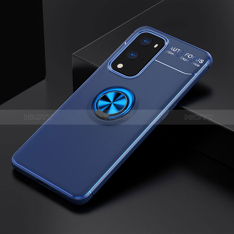 Coque Ultra Fine Silicone Souple Housse Etui avec Support Bague Anneau Aimante Magnetique SD2 pour OnePlus 9 Pro 5G Bleu Plus