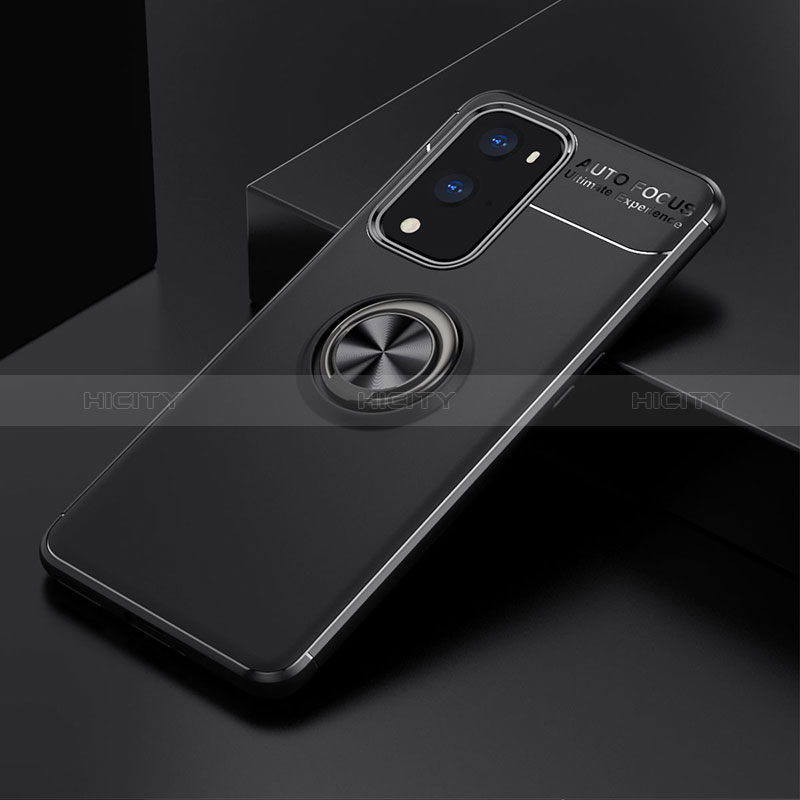 Coque Ultra Fine Silicone Souple Housse Etui avec Support Bague Anneau Aimante Magnetique SD2 pour OnePlus 9 Pro 5G Noir Plus